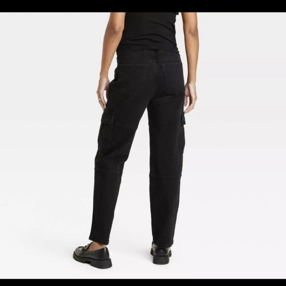 Isabel by Ingrid Isabel Maternity Cargo Black Jeans 90s straight style Size 4 - Picture 3 of 10